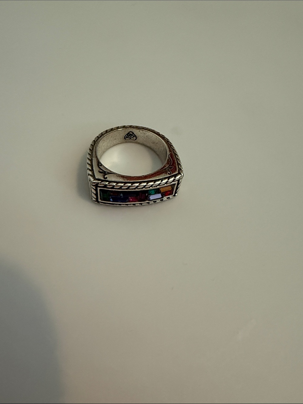 Brighton St. Michel - Multicolor Inlay Square Sterling Silver Ring